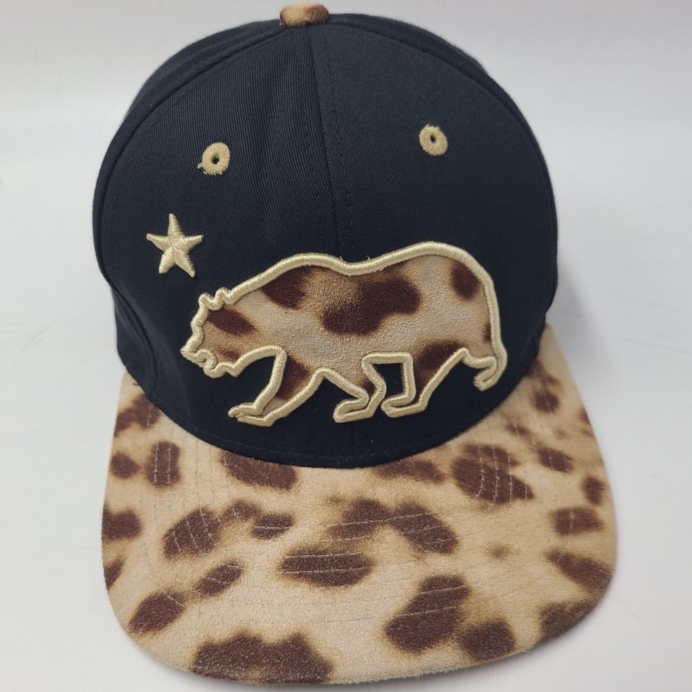 Top Level Hat Snapback Black Brown Leopard Print Bear Flat Brim Skate Skateboard